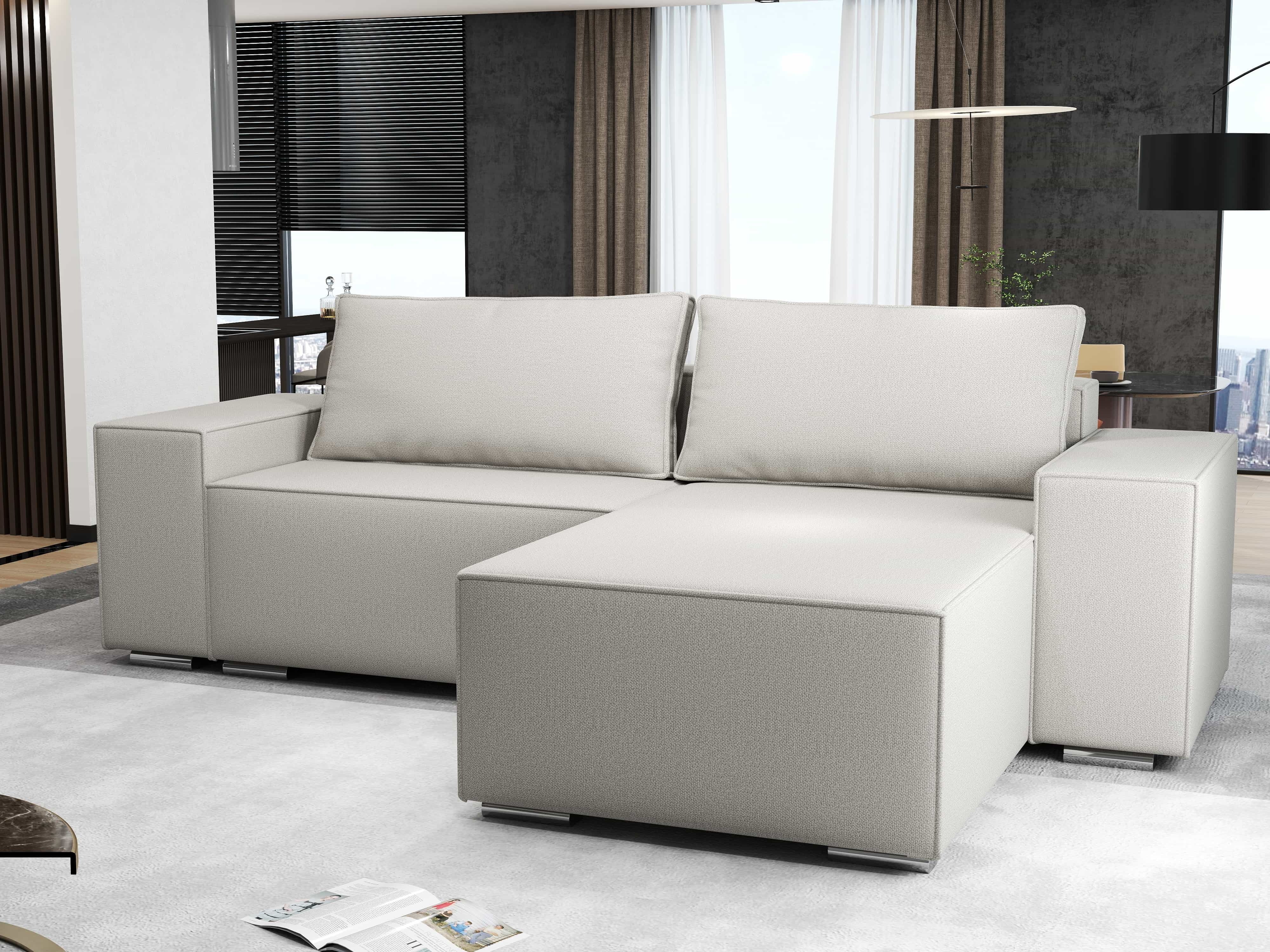 Colțar extensibil dumonde cu ladă de depozitare si sezut confortabil din spuma HR, Dream Enjoy Bej 290x185 cm II Fabrica