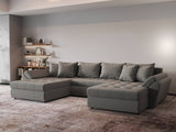 Colțar extensibil dumonde cu ladă de depozitare si sezut confortabil din spuma HR, Loana Royal Gri U 355x185 cm Fabrica