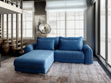 Colțar extensibil dumonde cu ladă de depozitare si sezut confortabil din spuma HR, Denver Zoom Albastru 275x185 cm Fabrica