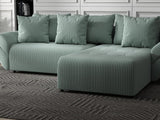 Colțar extensibil dumonde cu ladă de depozitare si sezut confortabil din spuma HR, Berlin Ambience Verde Mint 280x185 cm II Fabrica