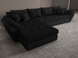 Colțar extensibil dumonde cu ladă de depozitare si sezut confortabil din spuma HR, Loana XL Enjoy Negru 335x185 cm Fabrica
