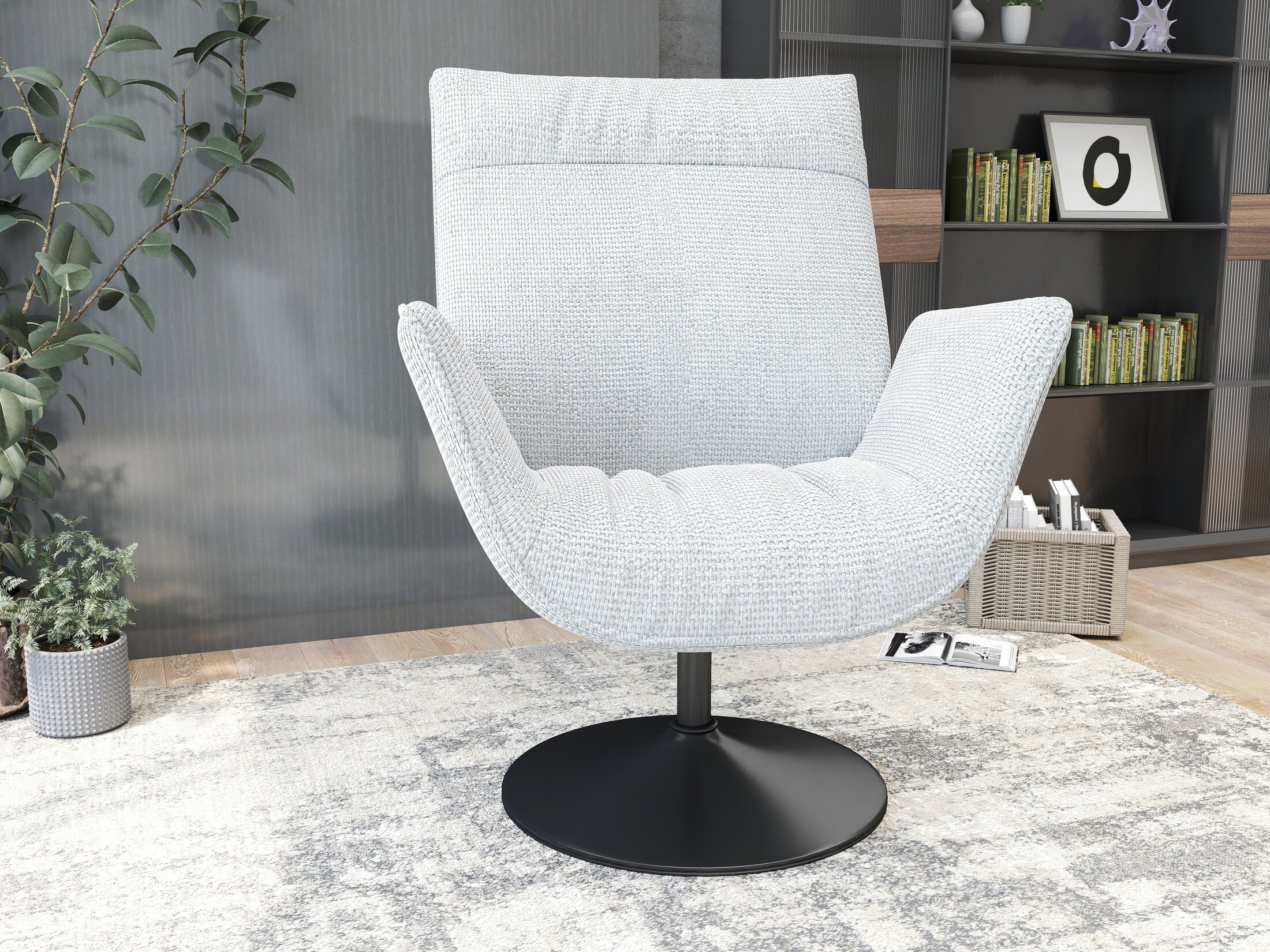 Fotoliu dumonde tapitat Alb modern Kairo 75x83cm