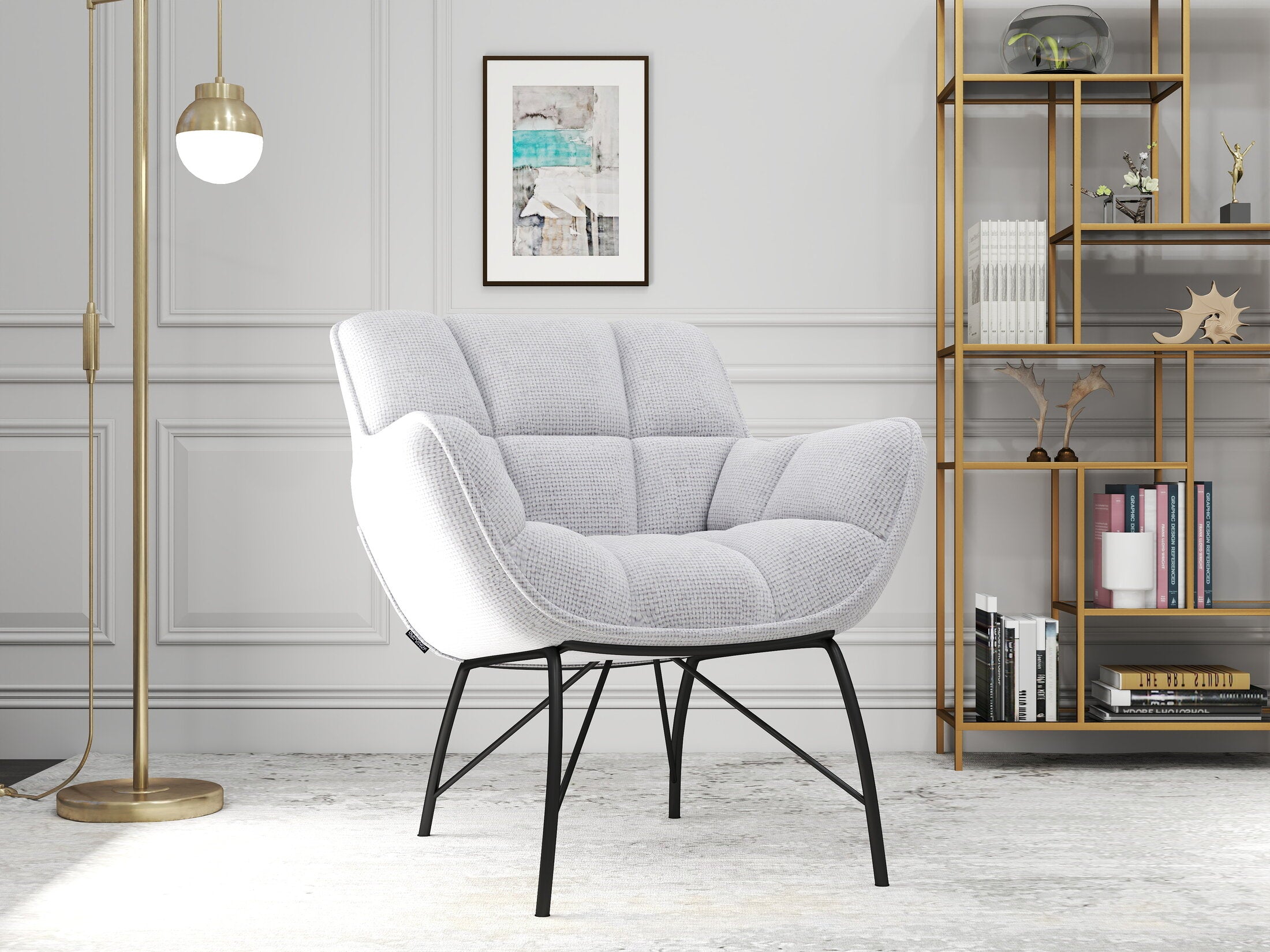 Fotoliu dumonde tapitat Gri modern Sienna 72x79cm