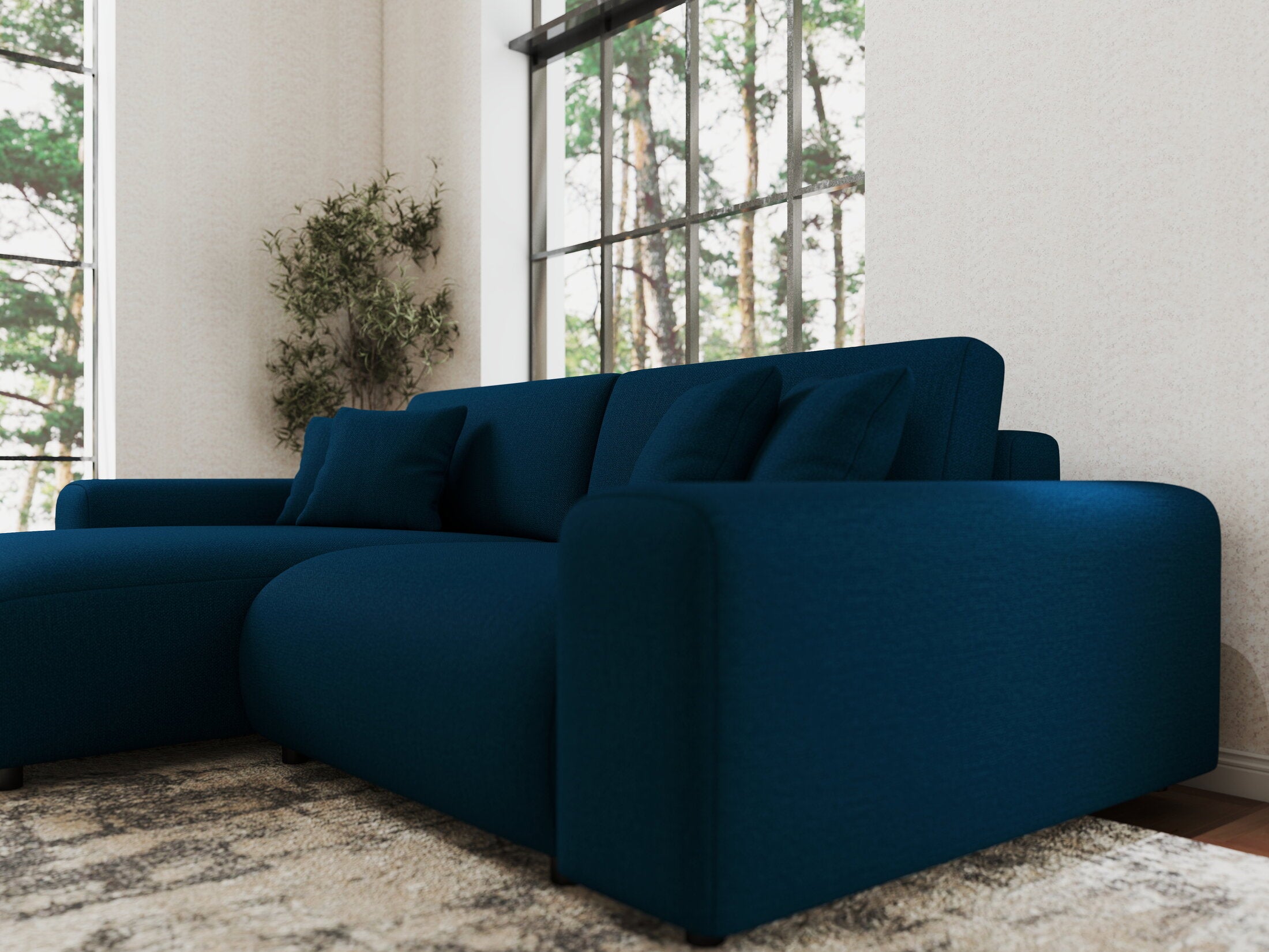 Colțar extensibil dumonde cu ladă de depozitare si sezut confortabil din spuma HR, Sarina Enjoy Verde Petrol 255x168 cm