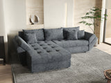 Colțar extensibil dumonde cu ladă de depozitare si sezut confortabil din spuma HR, Loana Euphoria Graphit 275x185 cm Fabrica