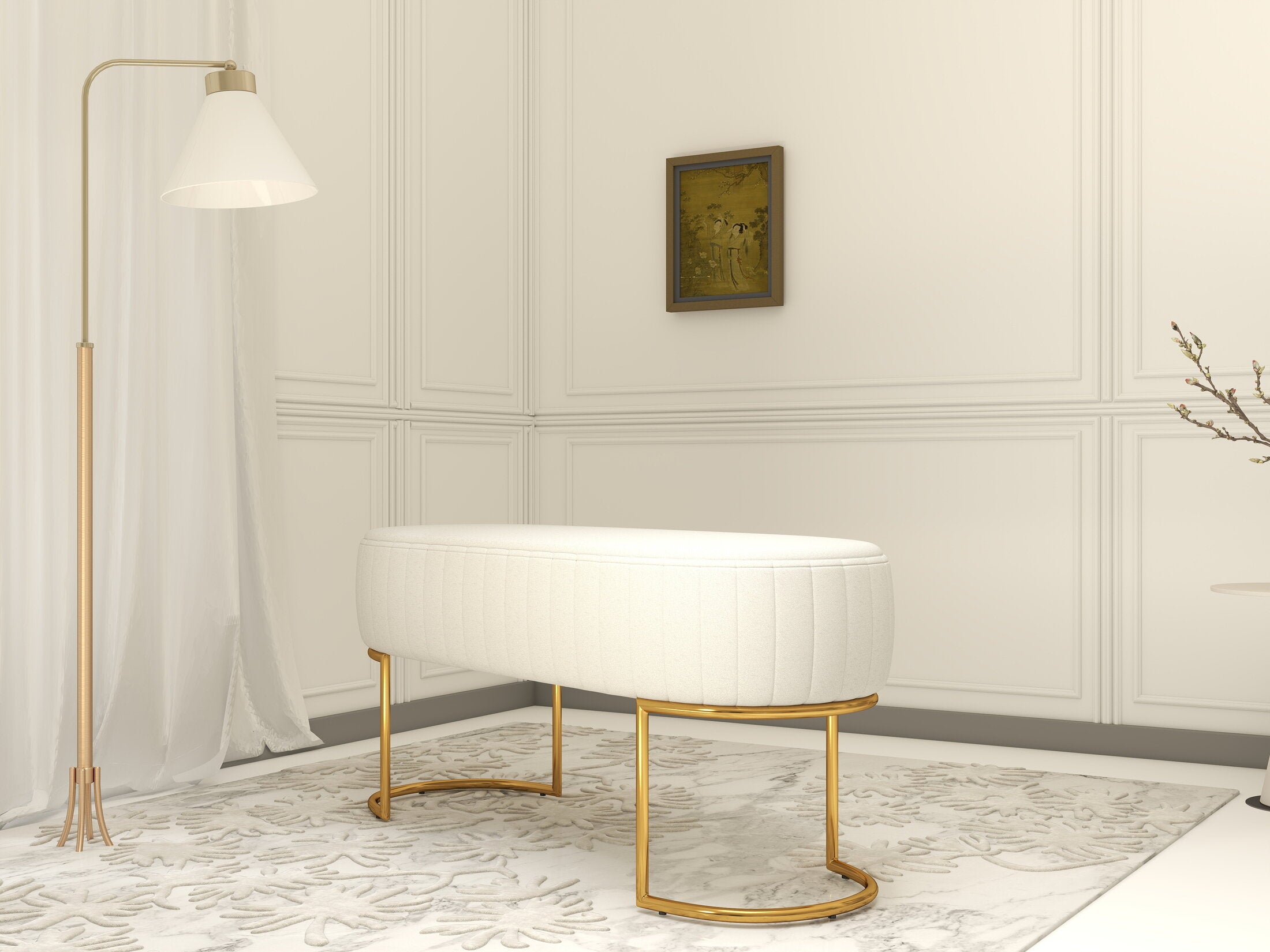 Fotoliu dumonde tapitat Bej modern Aurelio 100x43cm