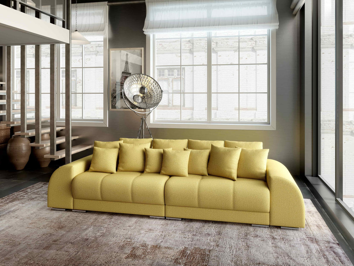 Canapea extensibilă dumonde cu 2 lăzi de depozitare si sezut confortabil din spuma HR, Big Sofa Verona Enjoy Lux Melon 310x100 cm Fabrica