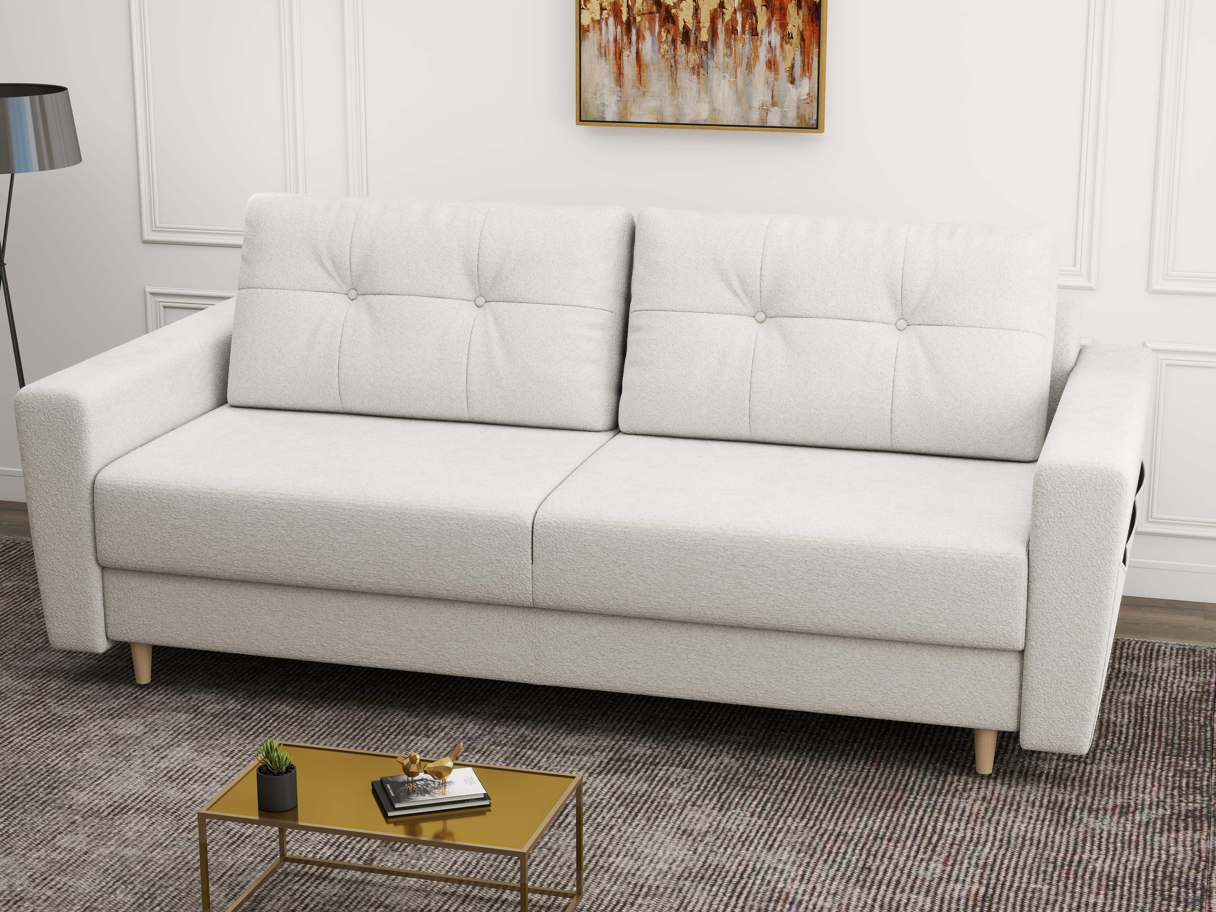 Canapea extensibilă dumonde cu ladă de depozitare si sezut confortabil din spuma HR, Summer Euphoria Alb 225x100 cm