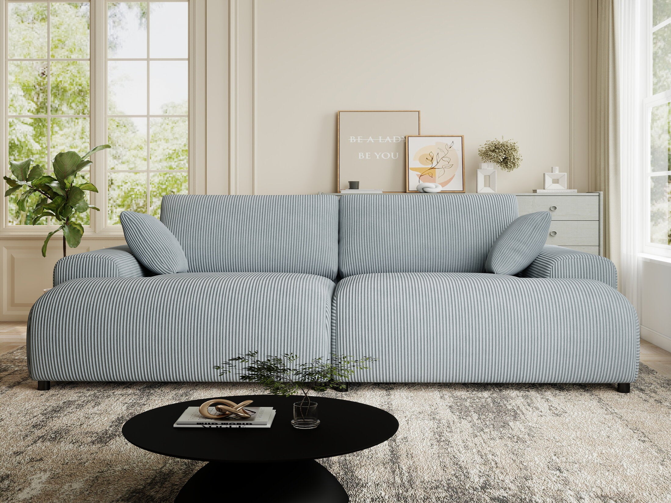 Canapea dumonde cu sezut confortabil din spuma HR, Hudson Zoom Gri Mint 237x144 cm