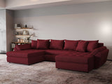 Colțar extensibil dumonde cu ladă de depozitare si sezut confortabil din spuma HR, Loana Enjoy Red U 355x185 cm Fabrica
