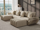 Colțar extensibil dumonde cu ladă de depozitare si sezut confortabil din spuma HR, Berlin U Enjoy Bej 2 380x180 cm Fabrica