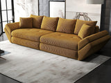 Canapea extensibilă dumonde cu ladă de depozitare si sezut confortabil din spuma HR, Loana Zoom Mustar 300x100 cm Fabrica