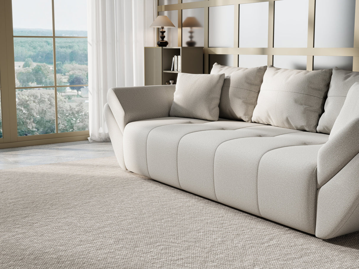 Canapea extensibilă dumonde cu ladă de depozitare si sezut confortabil din spuma HR, Berlin New Bej 250x100 cm Fabrica