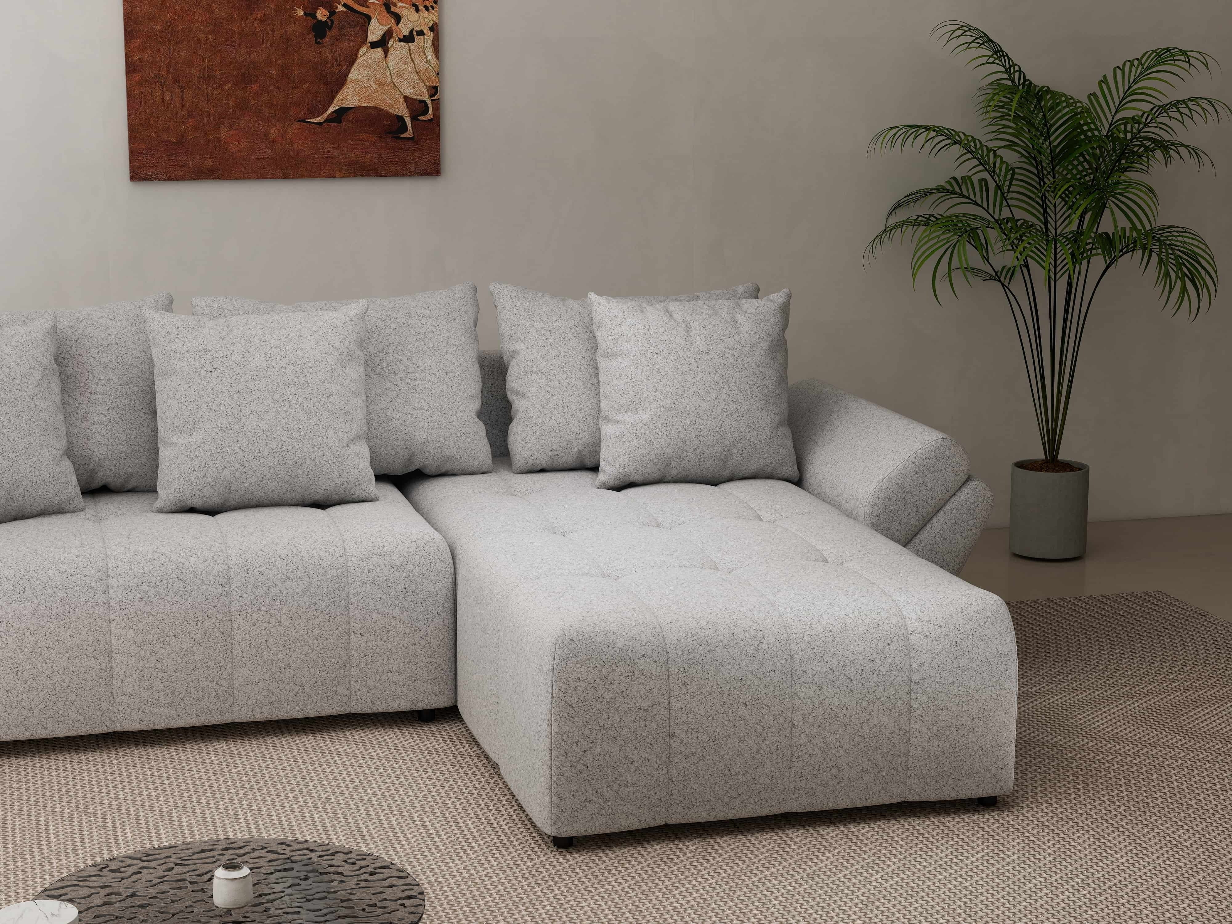 Colțar extensibil dumonde cu ladă de depozitare si sezut confortabil din spuma HR, Berlin Euphoria Gri 280x185 cm II Fabrica