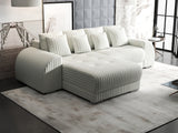 Colțar extensibil dumonde cu ladă de depozitare si sezut confortabil din spuma HR, Verona Ambience Alb 290x185 cm Fabrica