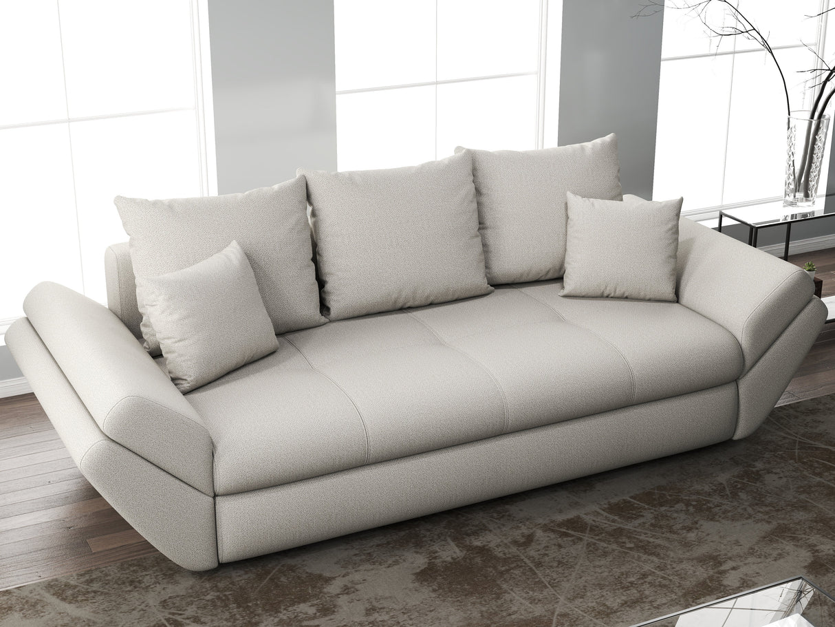 Canapea extensibilă dumonde cu ladă de depozitare si sezut confortabil din spuma HR, Loana Bej 250x100 cm Fabrica
