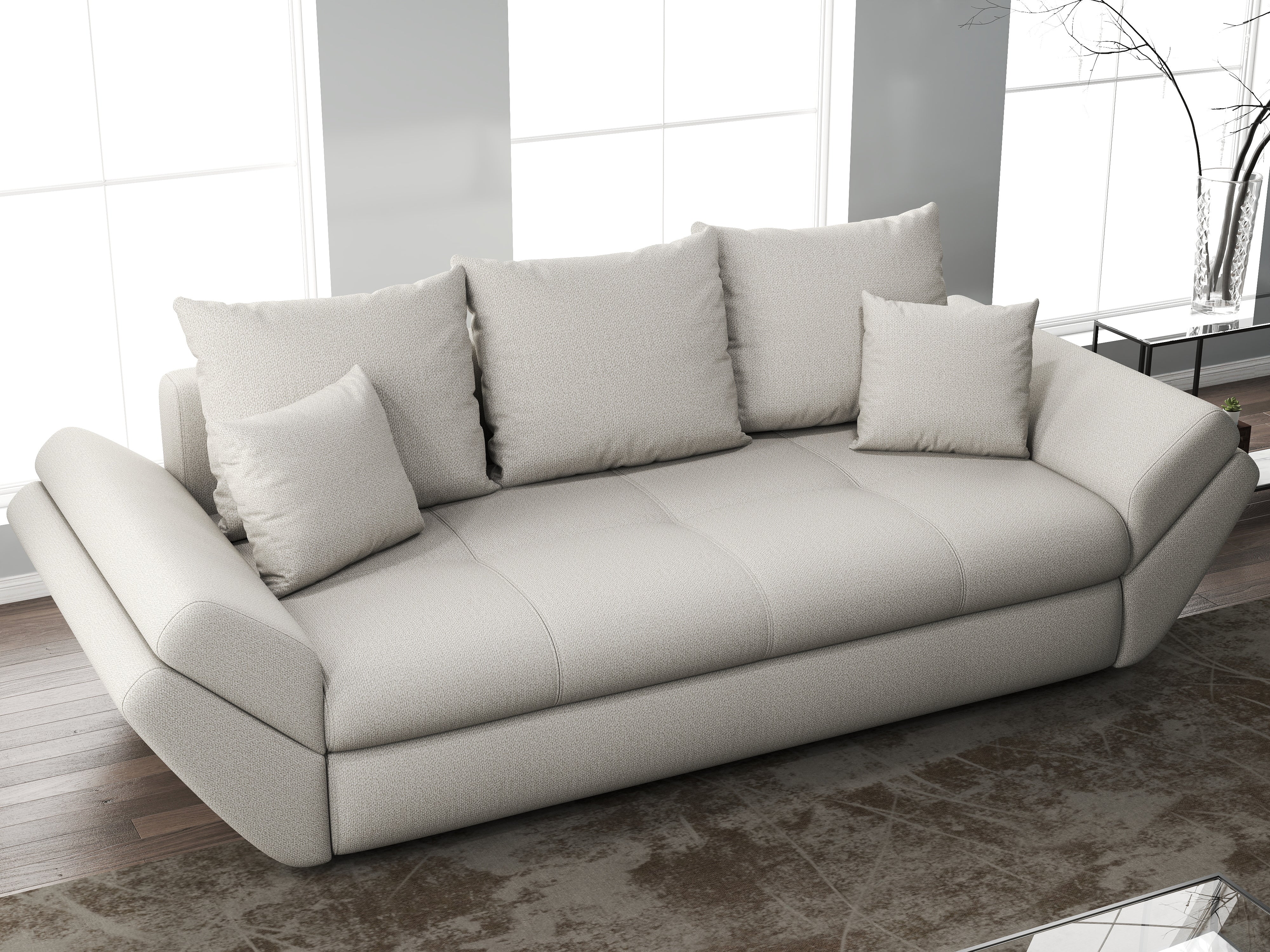 Canapea extensibilă dumonde cu ladă de depozitare si sezut confortabil din spuma HR, Loana Bej 250x100 cm Fabrica