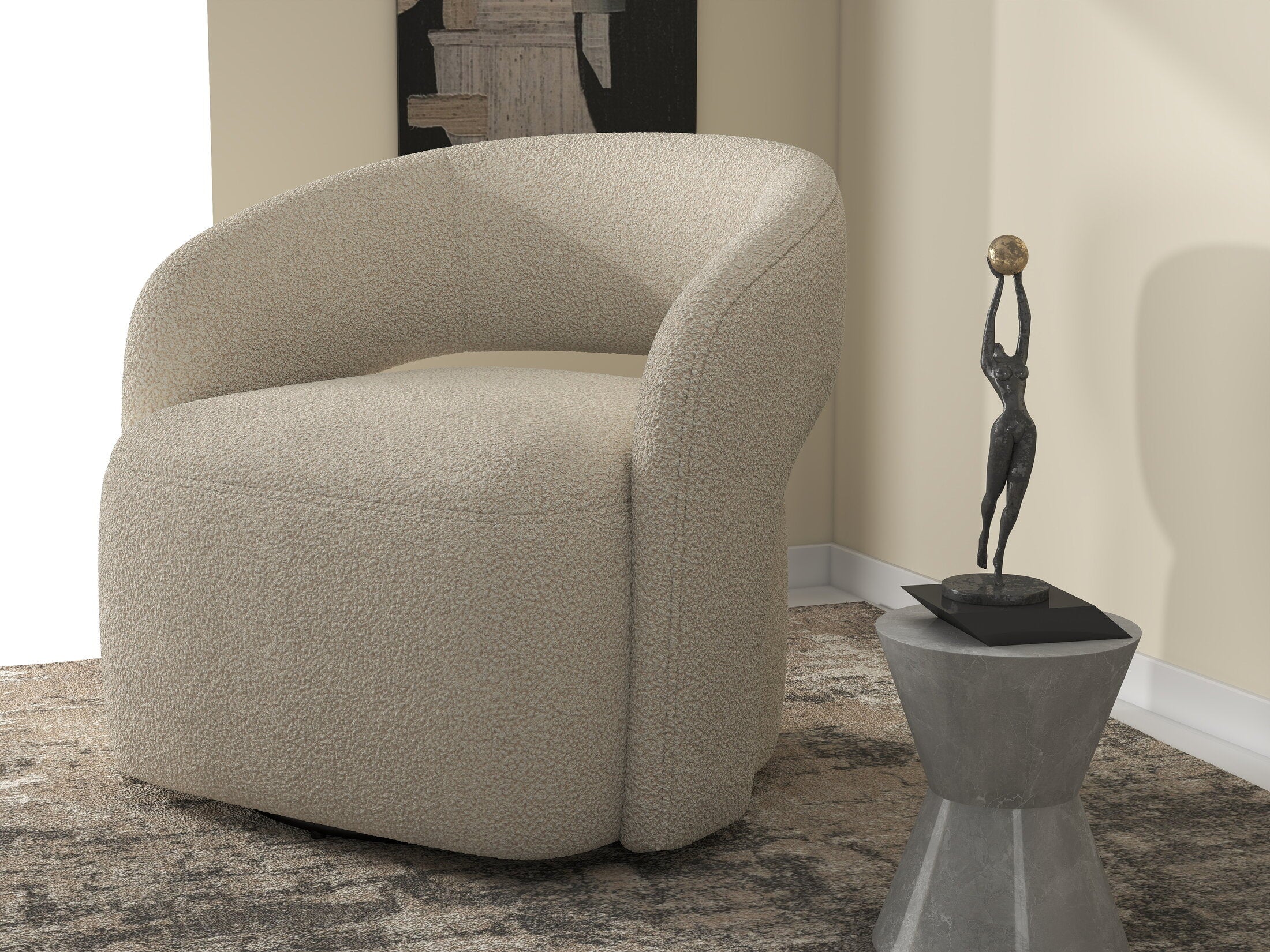 Fotoliu dumonde tapitat Bej modern Elvaro 77x83cm