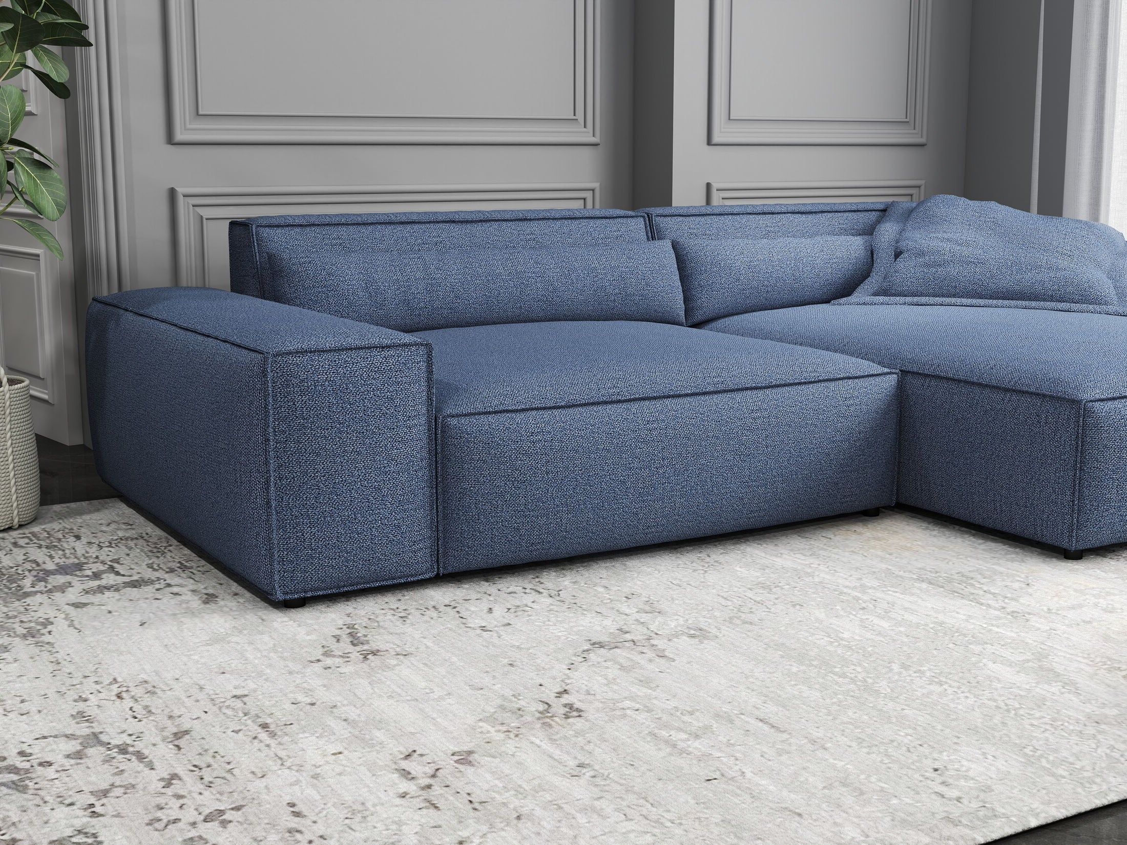 Colțar dumonde cu șezut confortabil din spumă HR, Marvelo Enjoy Albastru 264x175 cm II