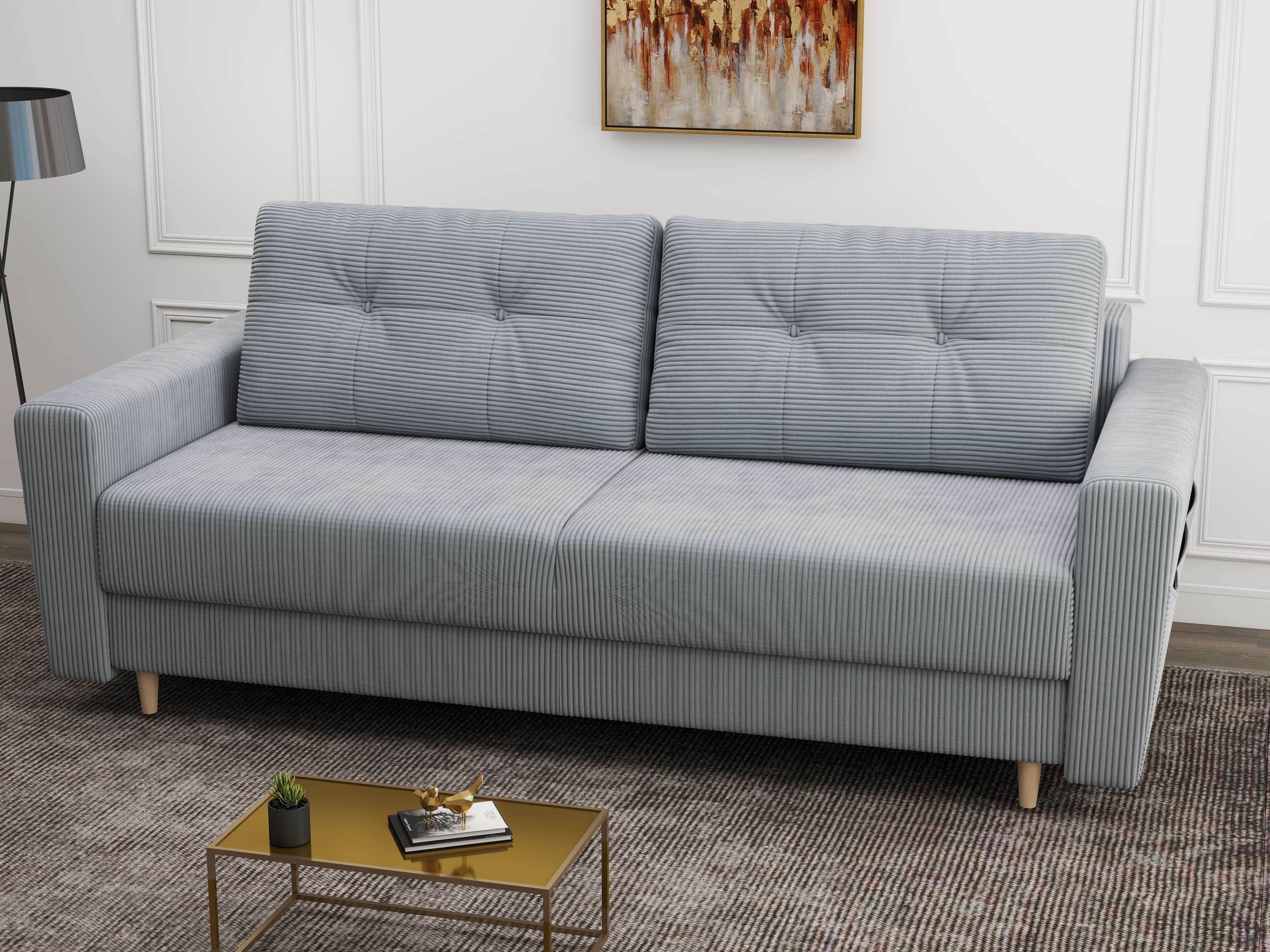 Canapea extensibilă dumonde cu ladă de depozitare si sezut confortabil din spuma HR, Summer Zoom Gri Mint 225x100 cm