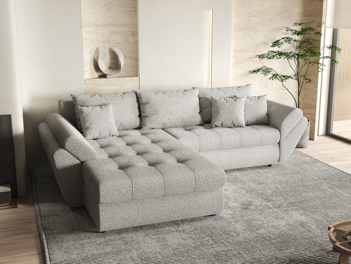 Colțar extensibil dumonde cu ladă de depozitare si sezut confortabil din spuma HR, Loana Gri Euphoria 270x185 cm Fabrica