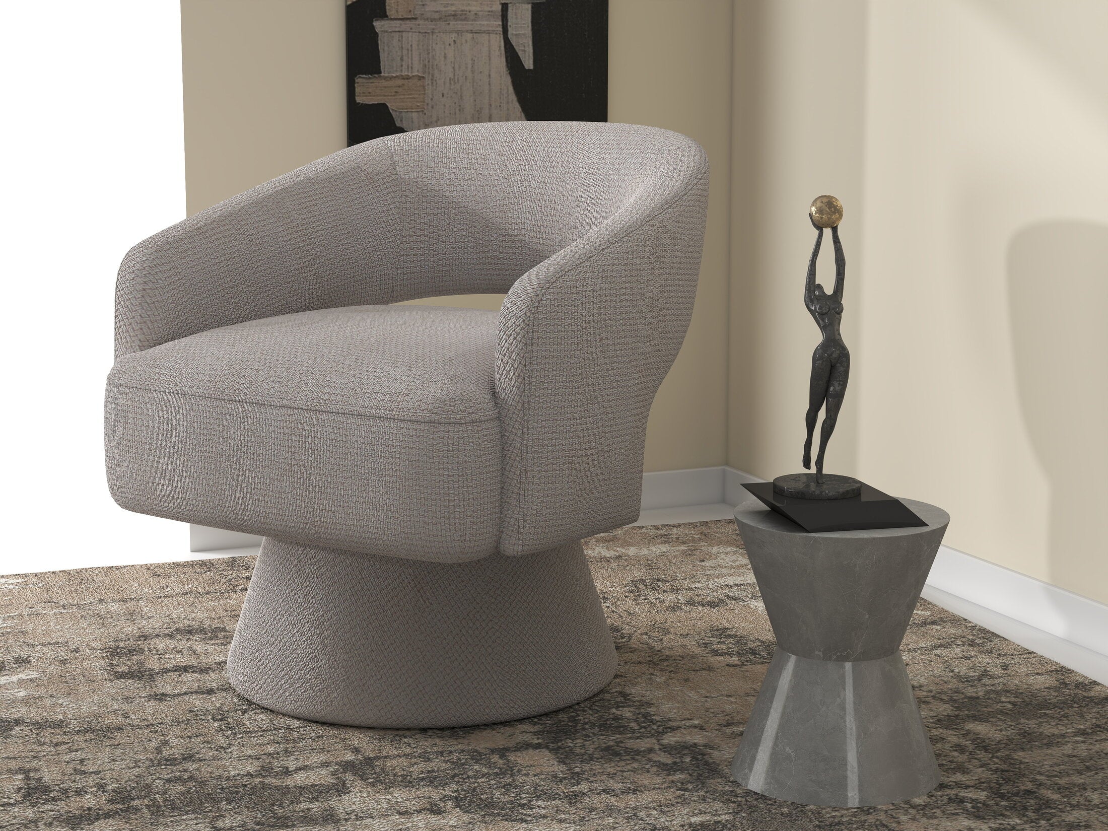 Fotoliu dumonde tapitat Bej modern Solenne 71x68cm