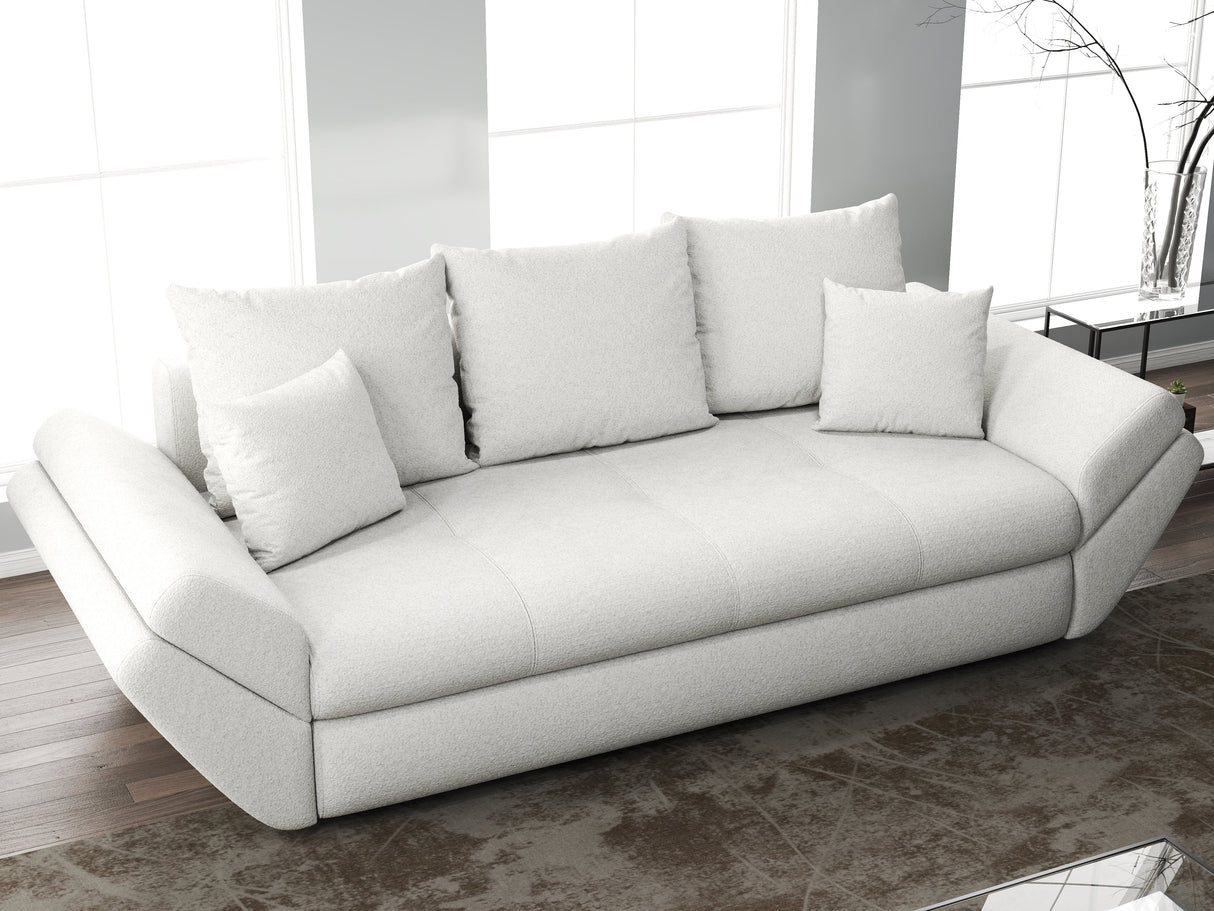 Canapea extensibilă dumonde cu ladă de depozitare si sezut confortabil din spuma HR, Loana Zoom Euphoria White 250x100 cm Fabrica
