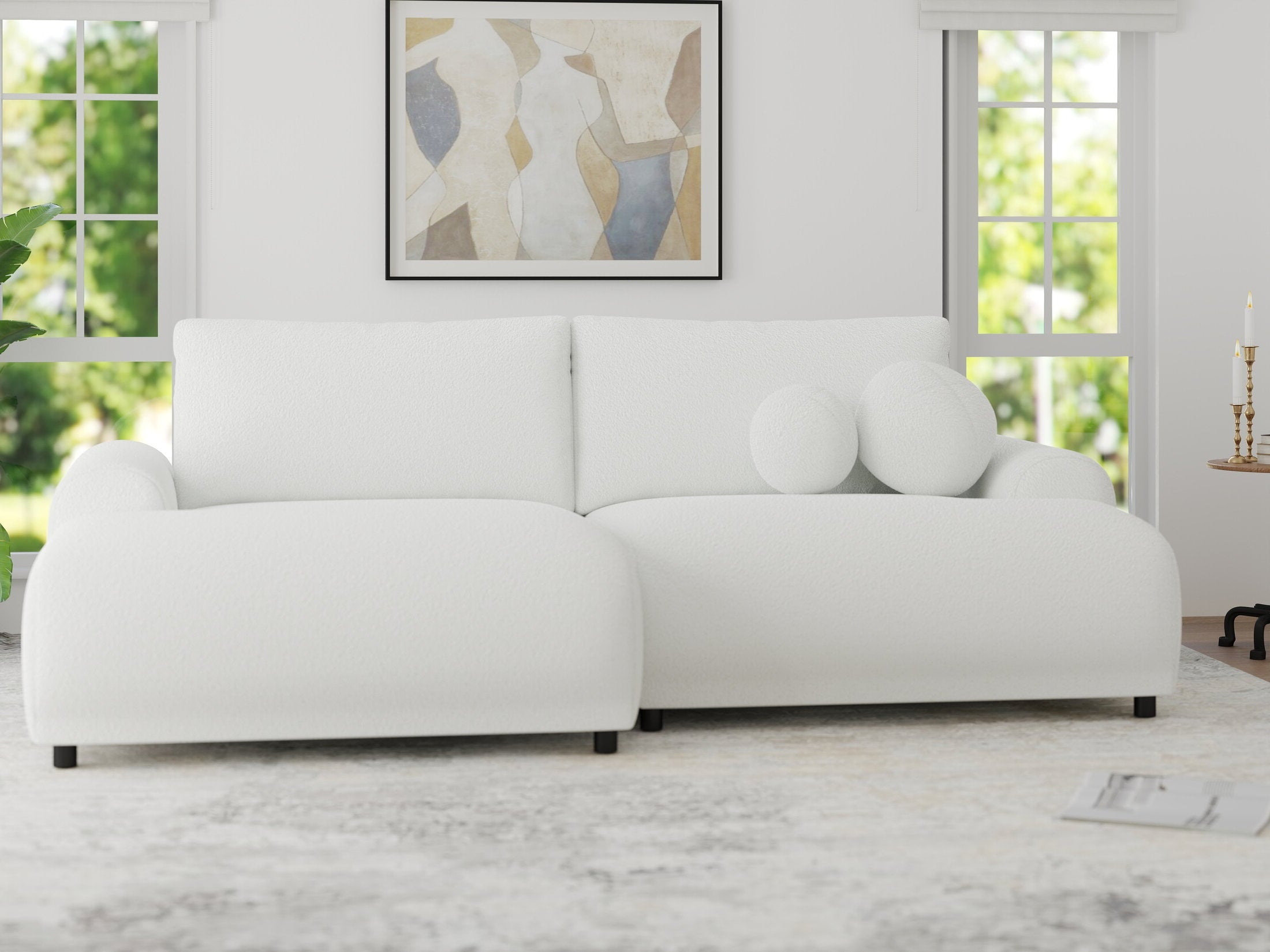 Colțar extensibil dumonde cu ladă de depozitare și șezut confortabil din spumă HR, Carlo Euphoria Alb 240x145 cm