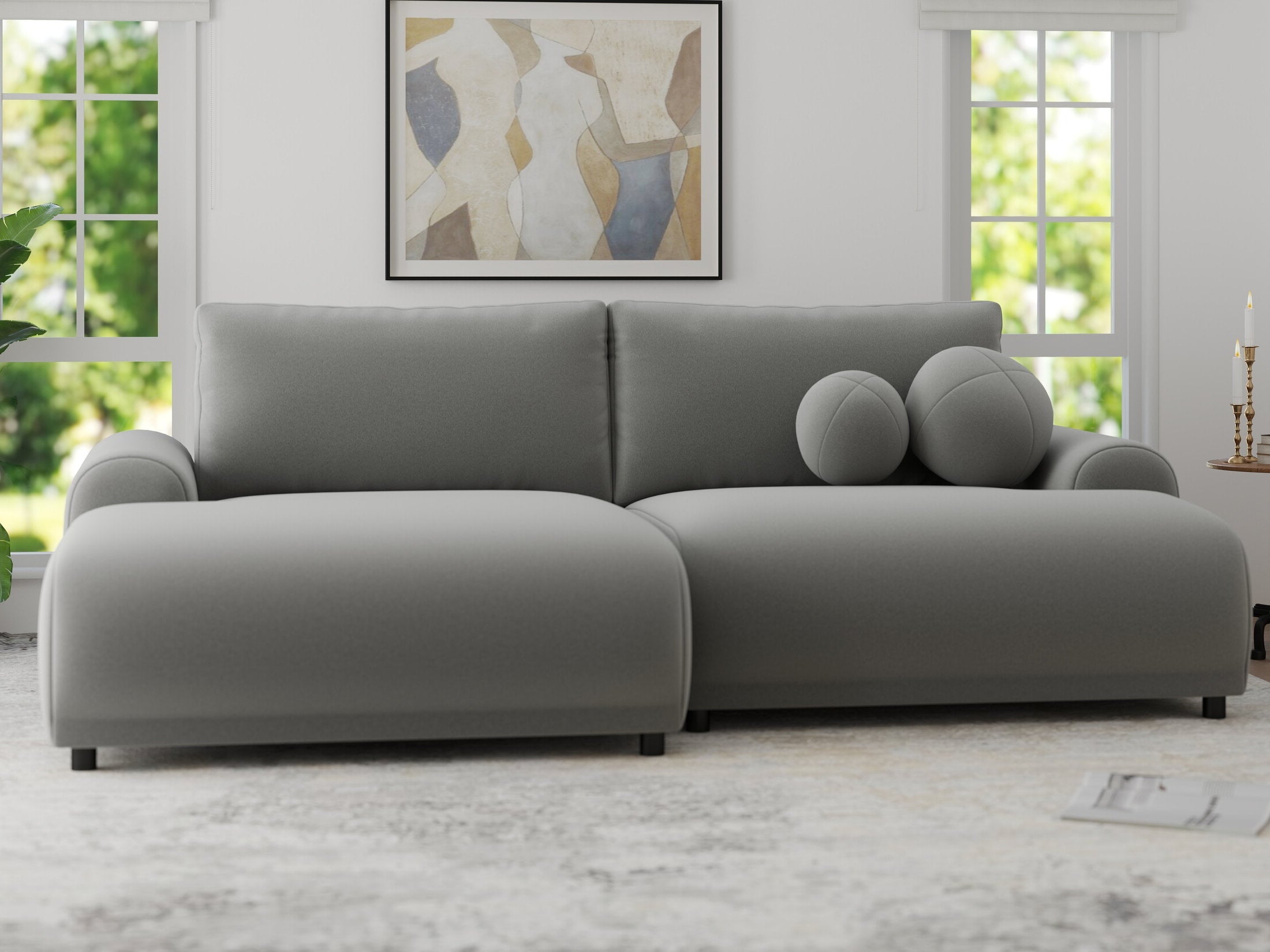 Colțar extensibil dumonde cu ladă de depozitare și șezut confortabil din spumă HR, Carlo Royal Gri 240x145 cm