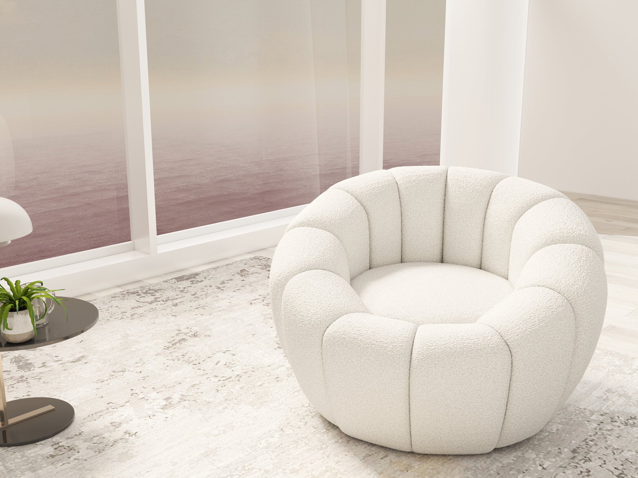 Fotoliu dumonde tapitat Bej modern Ravello 89x92cm