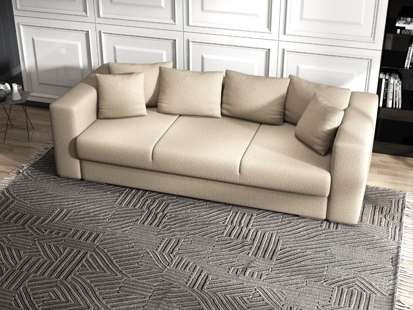 Canapea extensibilă dumonde cu ladă de depozitare si sezut confortabil din spuma HR, Gloria Bej II 240x100 cm Fabrica