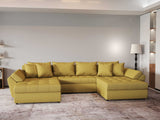 Colțar extensibil dumonde cu ladă de depozitare si sezut confortabil din spuma HR, Loana U Melon 355x185 cm Fabrica