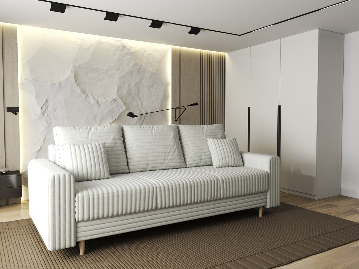 Canapea extensibilă dumonde cu ladă de depozitare si sezut confortabil din spuma HR, Kronos Ambience Alb 210x100 cm fabrica