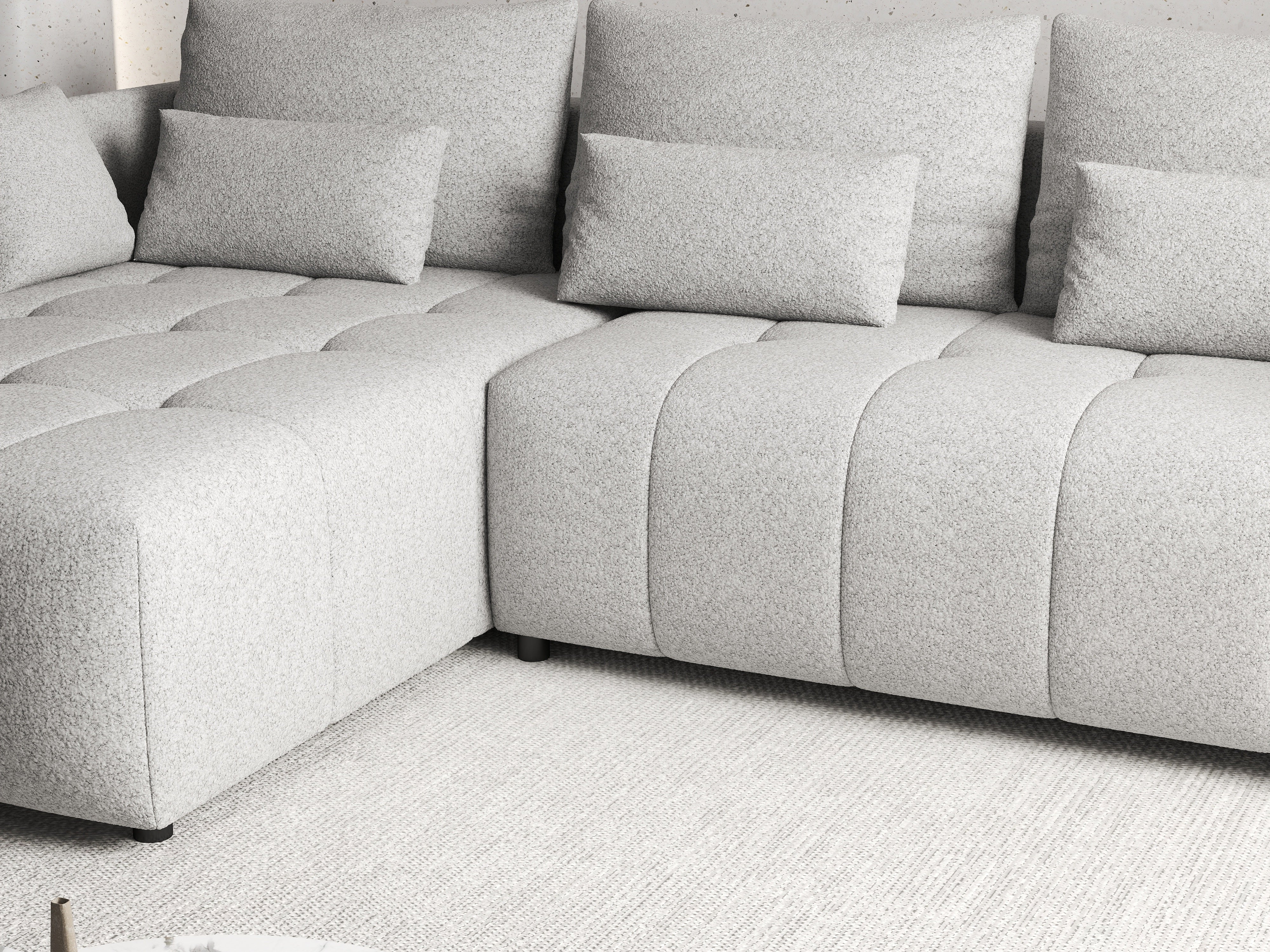Colțar extensibil dumonde cu ladă de depozitare si sezut confortabil din spuma HR, Malta Euphoria Grey II 235x185 cm Fabrica