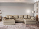 Colțar extensibil dumonde cu ladă de depozitare si sezut confortabil din spuma HR, Loana Bej U 355x185 cm Fabrica
