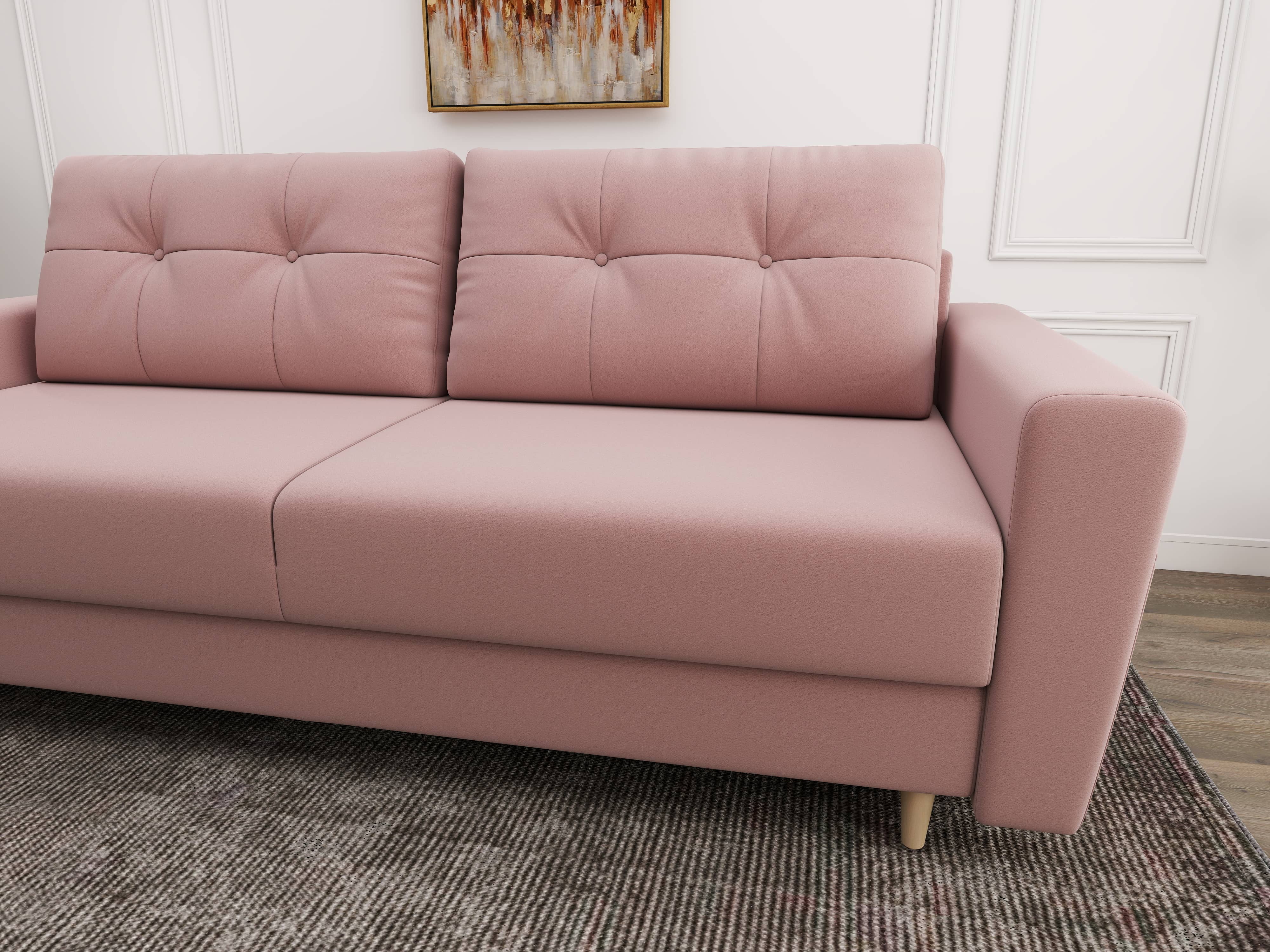 Canapea extensibilă dumonde cu ladă de depozitare si sezut confortabil din spuma HR, Summer Royal Roz 225x100 cm