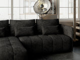 Colțar extensibil dumonde cu ladă de depozitare si sezut confortabil din spuma HR, Malta Black 235x185 cm