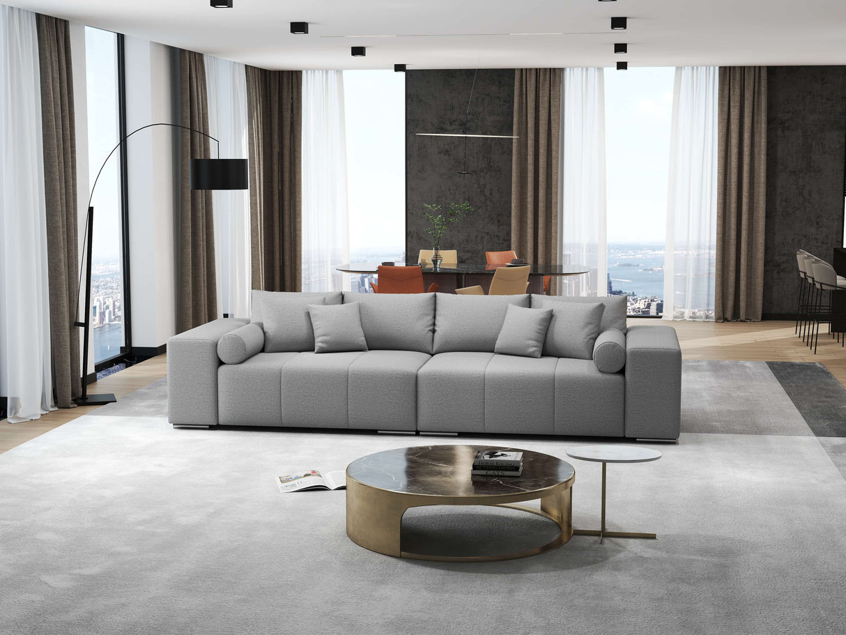 Canapea extensibilă dumonde cu ladă de depozitare si sezut confortabil din spuma HR, Marbela Enjoy Lux Grey XXL 295x100 cm fabrica