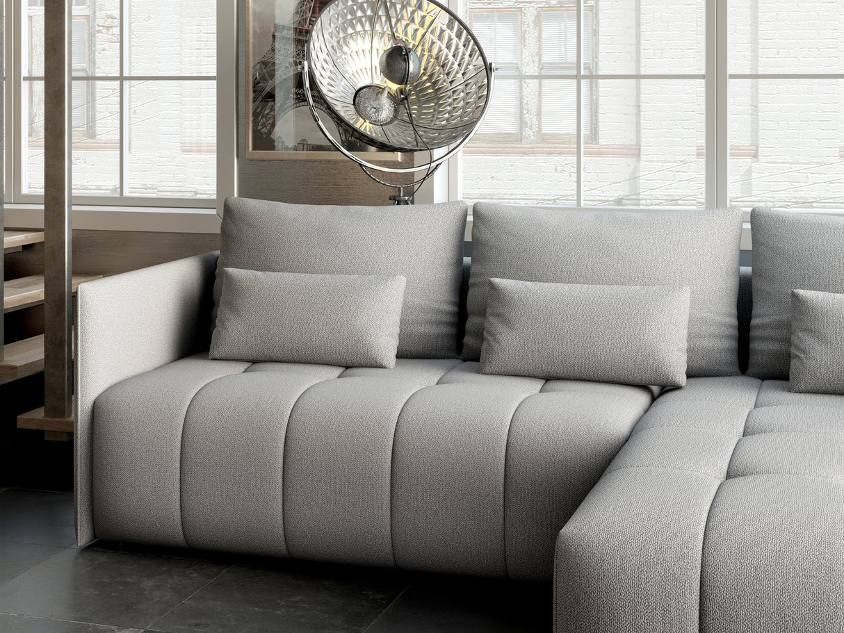 Colțar extensibil dumonde cu ladă de depozitare si sezut confortabil din spuma HR, Malta Grey II 235x185 cm Fabrica