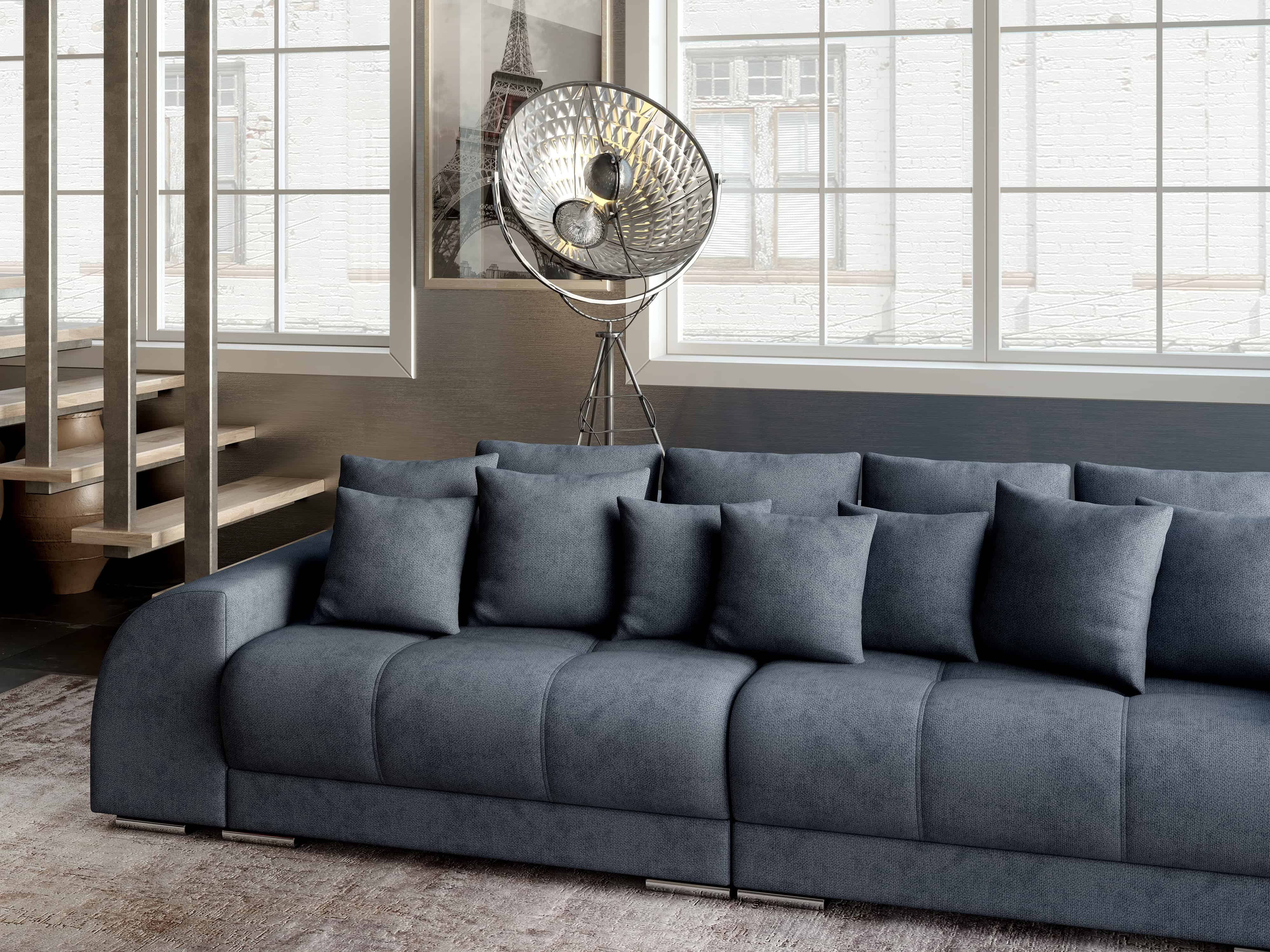 Canapea extensibilă dumonde cu 2 lăzi de depozitare si sezut confortabil din spuma HR, Big Sofa Verona Enjoy Lux Antracit 310x100 cm Fabrica