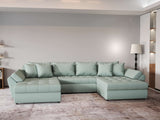 Colțar extensibil dumonde cu ladă de depozitare si sezut confortabil din spuma HR, Loana Enjoy Verde Mint U 355x185 cm Fabrica