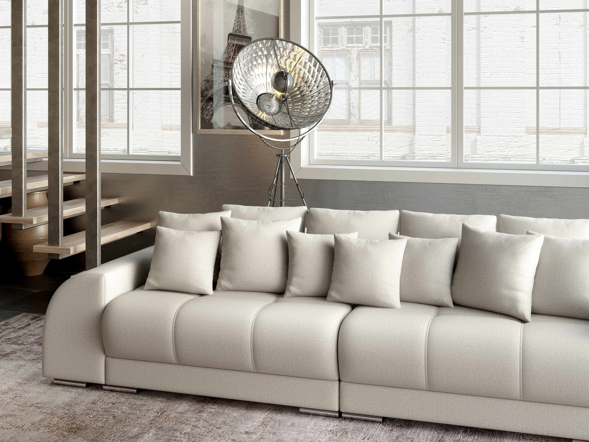Canapea extensibilă dumonde cu 2 lăzi de depozitare si sezut confortabil din spuma HR, Big Sofa Verona Enjoy Lux Beige 310x100 cm Fabrica