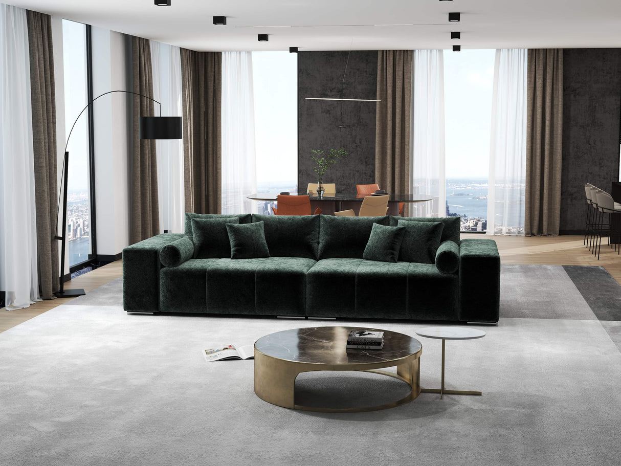 Canapea extensibilă dumonde cu ladă de depozitare si sezut confortabil din spuma HR, Marbela Euphoria Green XXL 295x100 cm fabrica