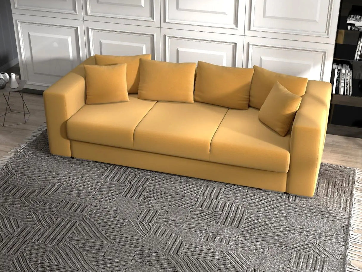 Canapea extensibilă dumonde cu ladă de depozitare si sezut confortabil din spuma HR, Gloria Muștar  240x100 cm Fabrica