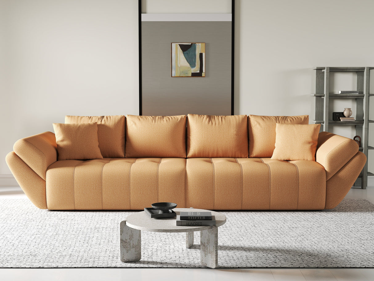 Canapea extensibilă dumonde cu ladă de depozitare si sezut confortabil din spuma HR, Berlin Portocaliu 300x100 cm Fabrica
