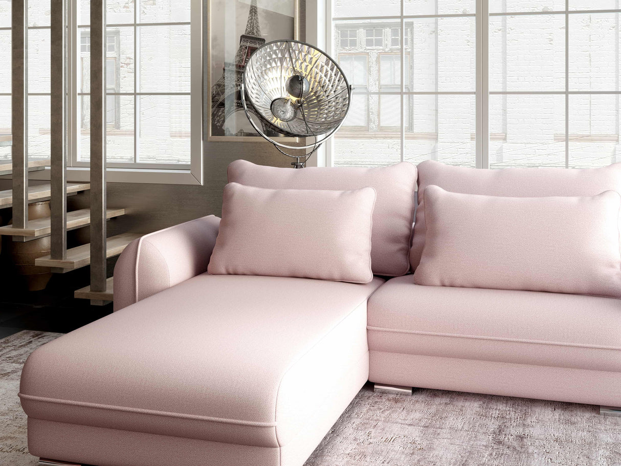 Colțar extensibil dumonde cu ladă de depozitare si sezut confortabil din spuma HR, Denver Enjoy Flamingo 275x185 cm Fabrica