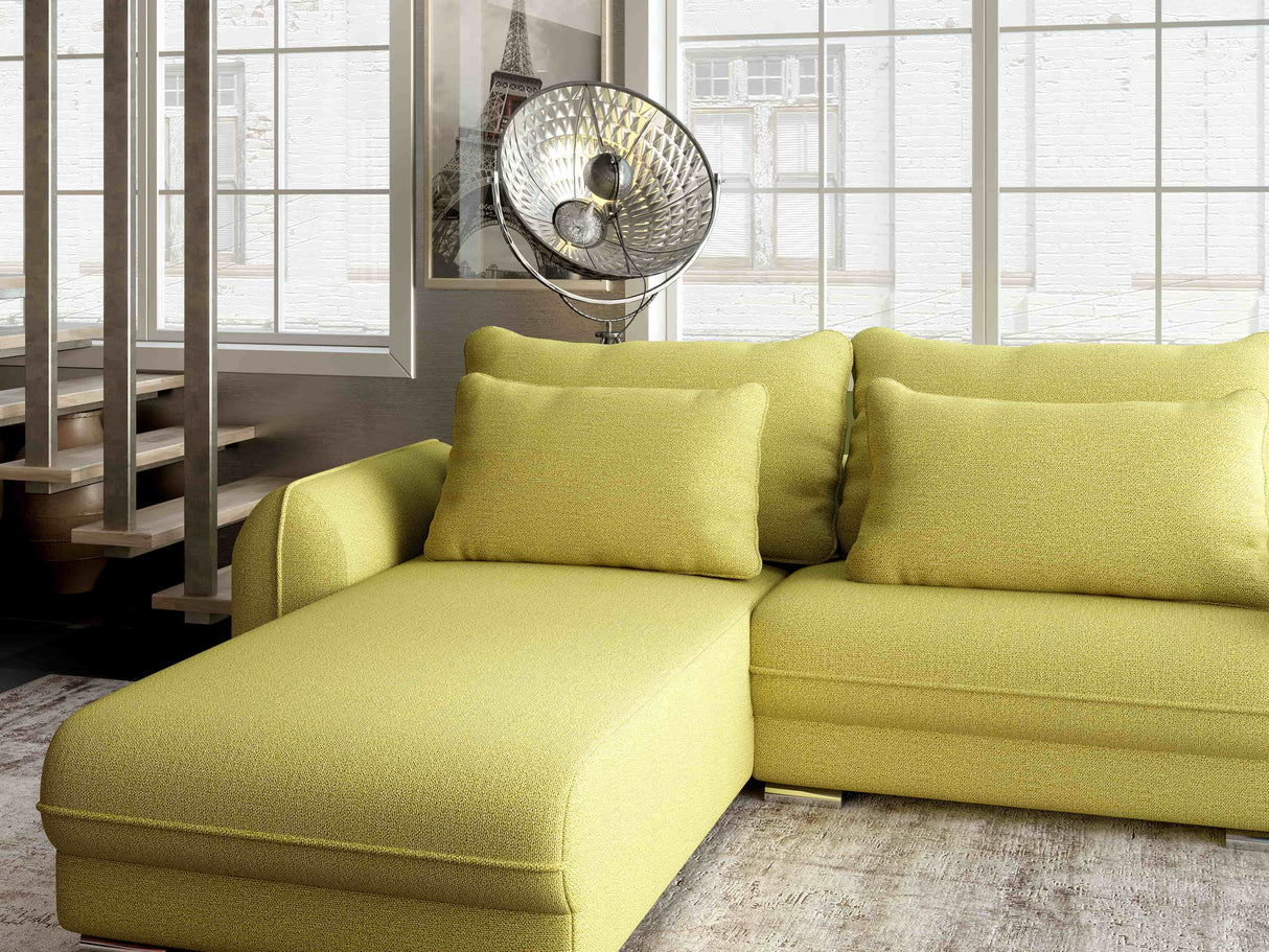 Colțar extensibil dumonde cu ladă de depozitare si sezut confortabil din spuma HR, Denver Enjoy Verde 275x185 cm Fabrica