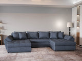 Colțar extensibil dumonde cu ladă de depozitare si sezut confortabil din spuma HR, Loana Grey U 355x185 cm Fabrica