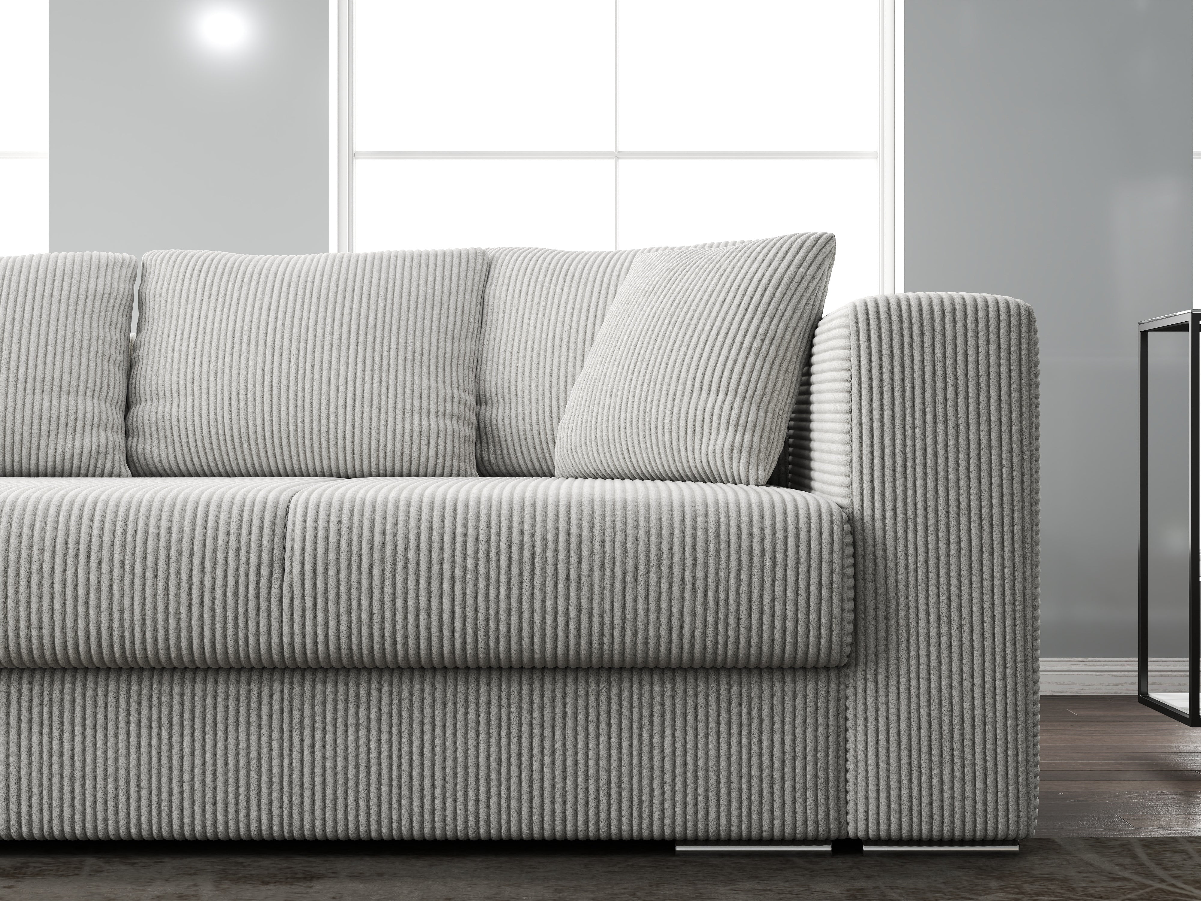 Canapea extensibilă dumonde cu ladă de depozitare si sezut confortabil din spuma HR, Gloria Zoom Grey 240x100 cm Fabrica