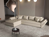 Colțar extensibil dumonde cu ladă de depozitare si sezut confortabil din spuma HR, Loana XL Enjoy Bej 335x185 cm Fabrica